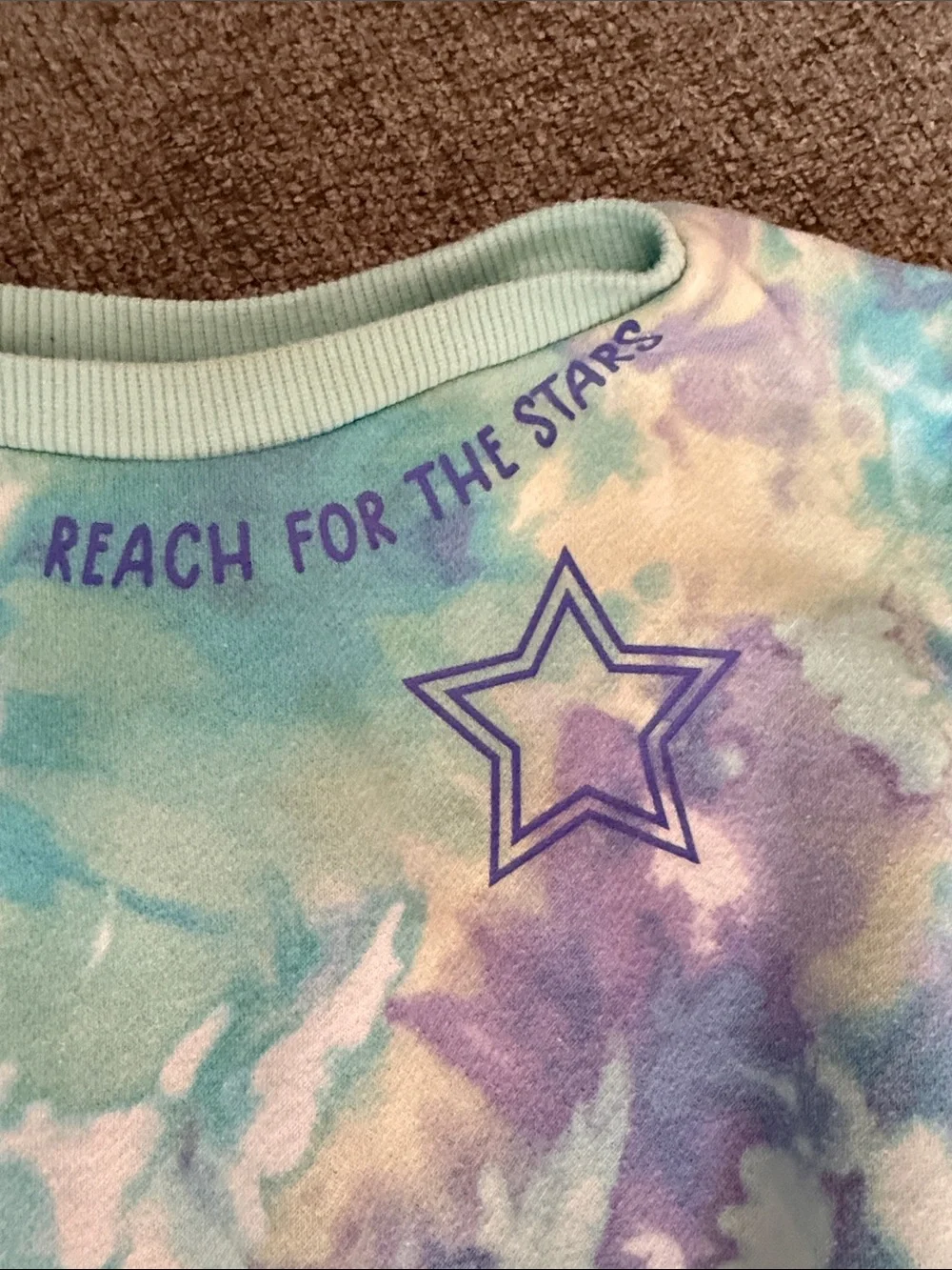 The Children's Place Tie-Dye Star Sweatshirt & Pants Set - Aqua, Purple, Cream - Picture 4 of 11